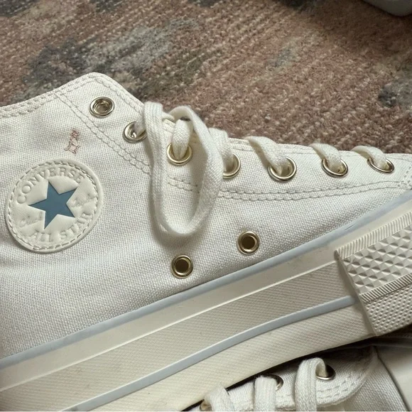 Converse Chuck Taylor All Star Lift Tattoo Vintage White High Top Platform Shoes - Picture 5 of 15